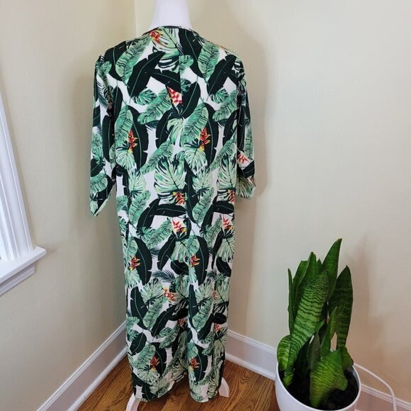 Rachel Zoe Tropical Print Maxi Kimono Swim Suit Beach Cover-Up Duster One Size - Picture 6 of 14